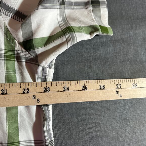 Marmot Shirt Mens‎ Large White Gray Green Plaid Button Up Short Sleeve Outdoor - Picture 10 of 10
